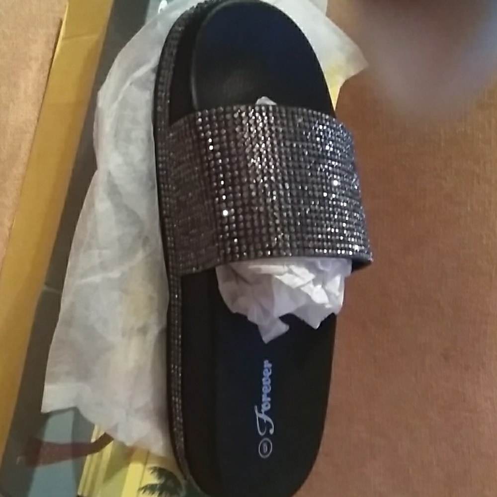 Black rhinestone slides